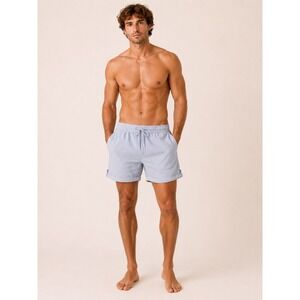 per se Shorts Mens Large Blue White Excellent Striped Linen Blend Seersucker